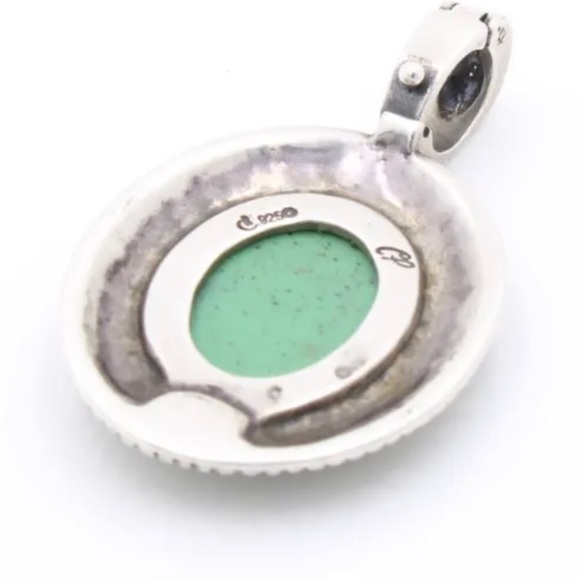 Vintage CAROLYN POLLACK Southwest Sterling Silver And Turquoise Pendant - Picture 2 of 2